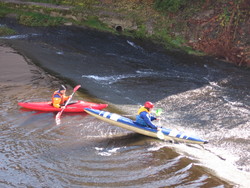 Paddeln bei Niedirgwasser auf der Kyll schreckt diesen Eifel Paddler wohl nicht. 